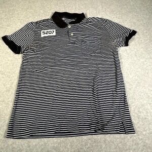 Gap Performance Polo Shirt Mens Medium Navy White Striped Cotton Golf Tennis